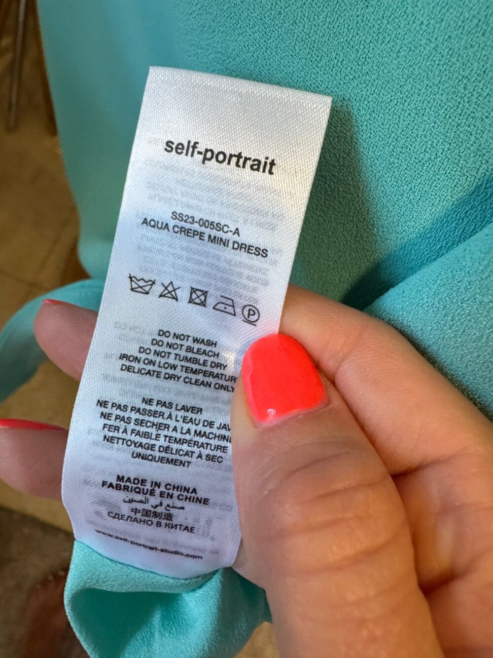 Self-Portrait aqua crepe mini dress - size US 0 - Picture 8 of 9
